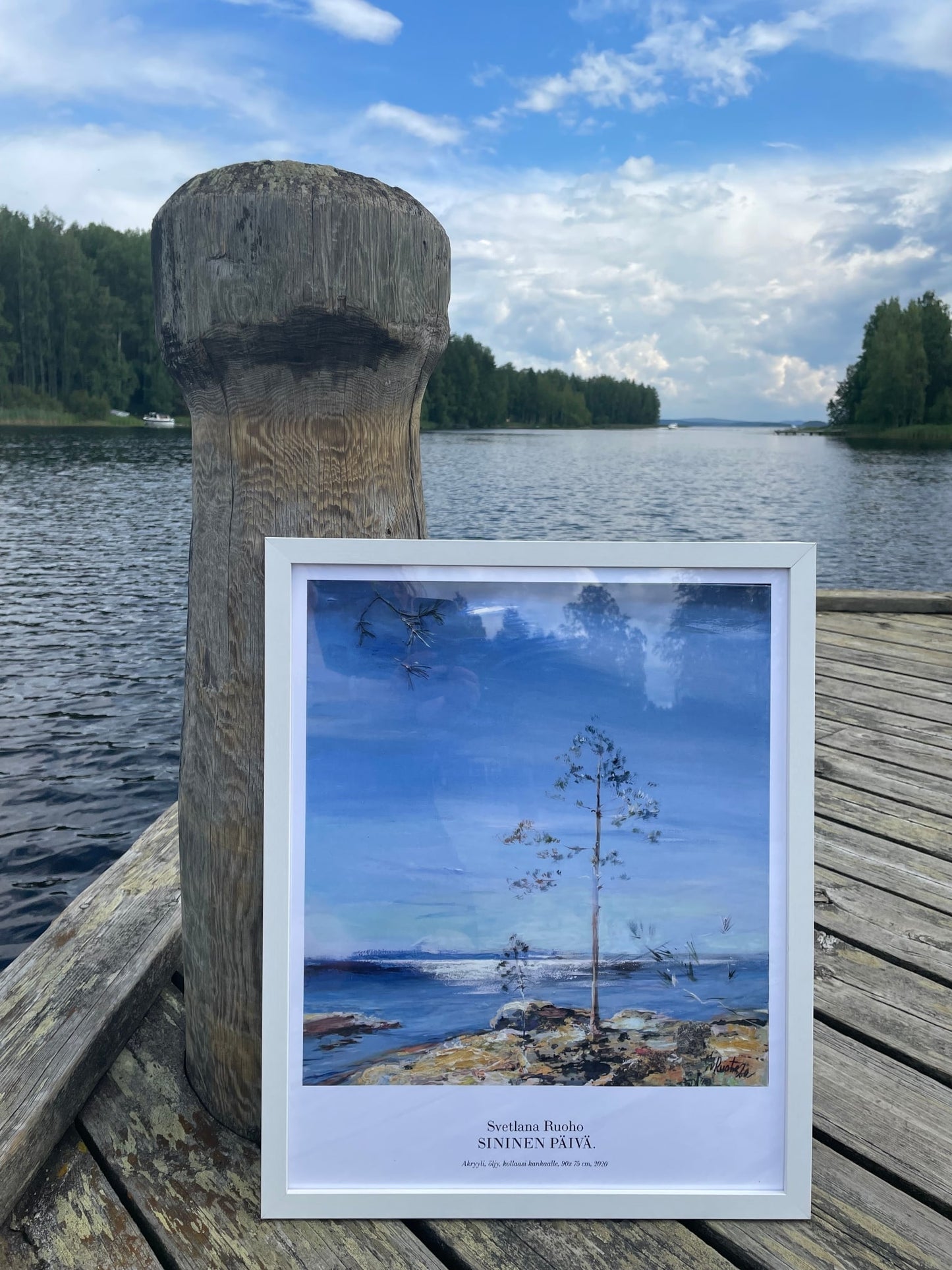 Sininen päivä. Maalattu pigmenttivedos - uniikki taidemaalaus Svetlana Ruoho