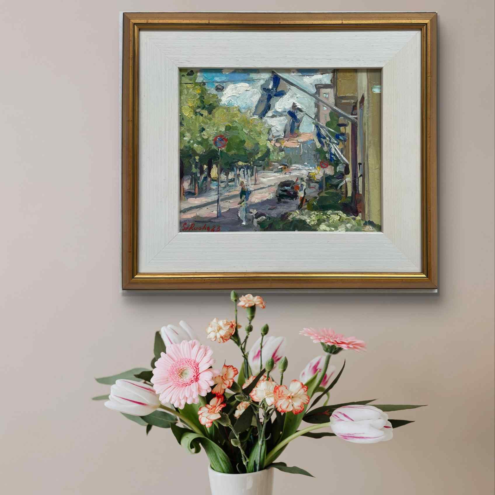 Juhannuspäivä Munkkiniemen puistotiellä - uniikki taidemaalaus Svetlana Ruoho