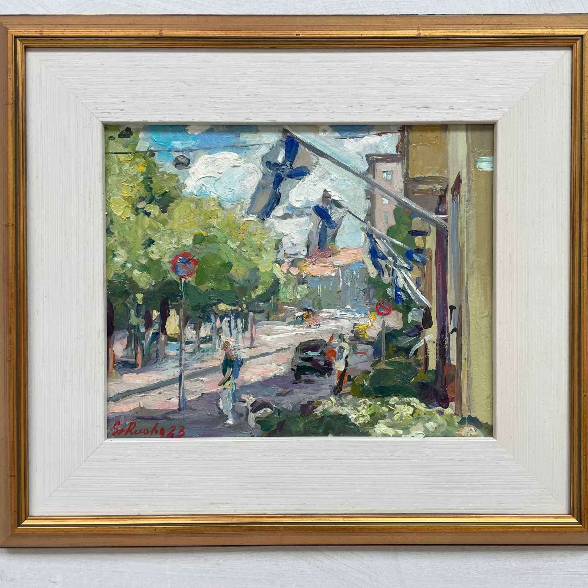 Juhannuspäivä Munkkiniemen puistotiellä - uniikki taidemaalaus Svetlana Ruoho