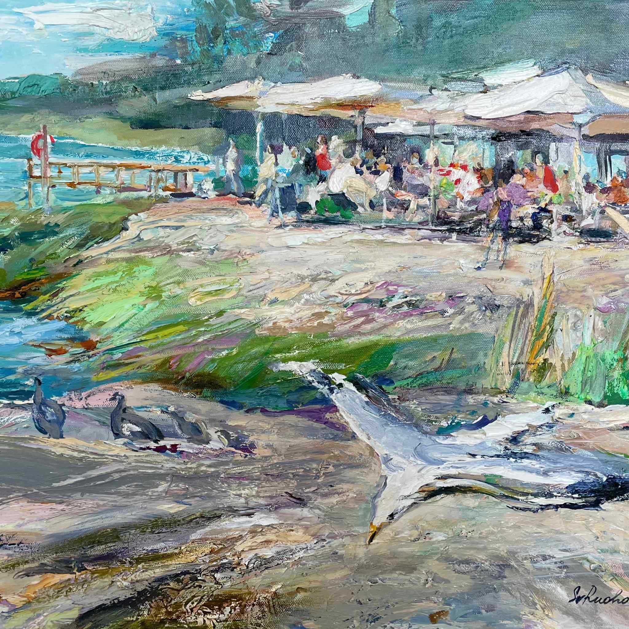 Kesä Torpan rannalla. Munkkiniemi. - uniikki taidemaalaus Svetlana Ruoho