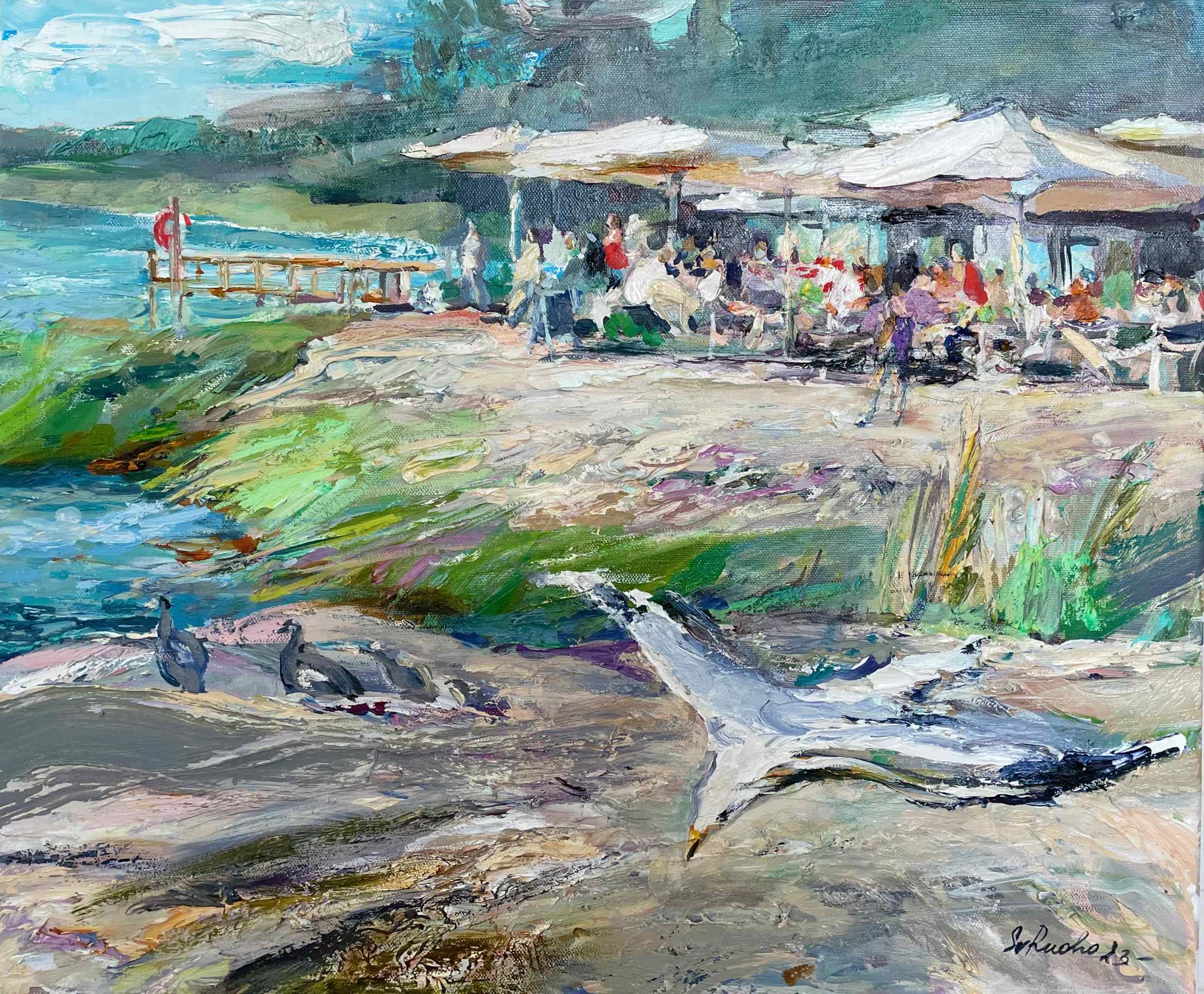 Kesä Torpan rannalla. Munkkiniemi. - uniikki taidemaalaus Svetlana Ruoho