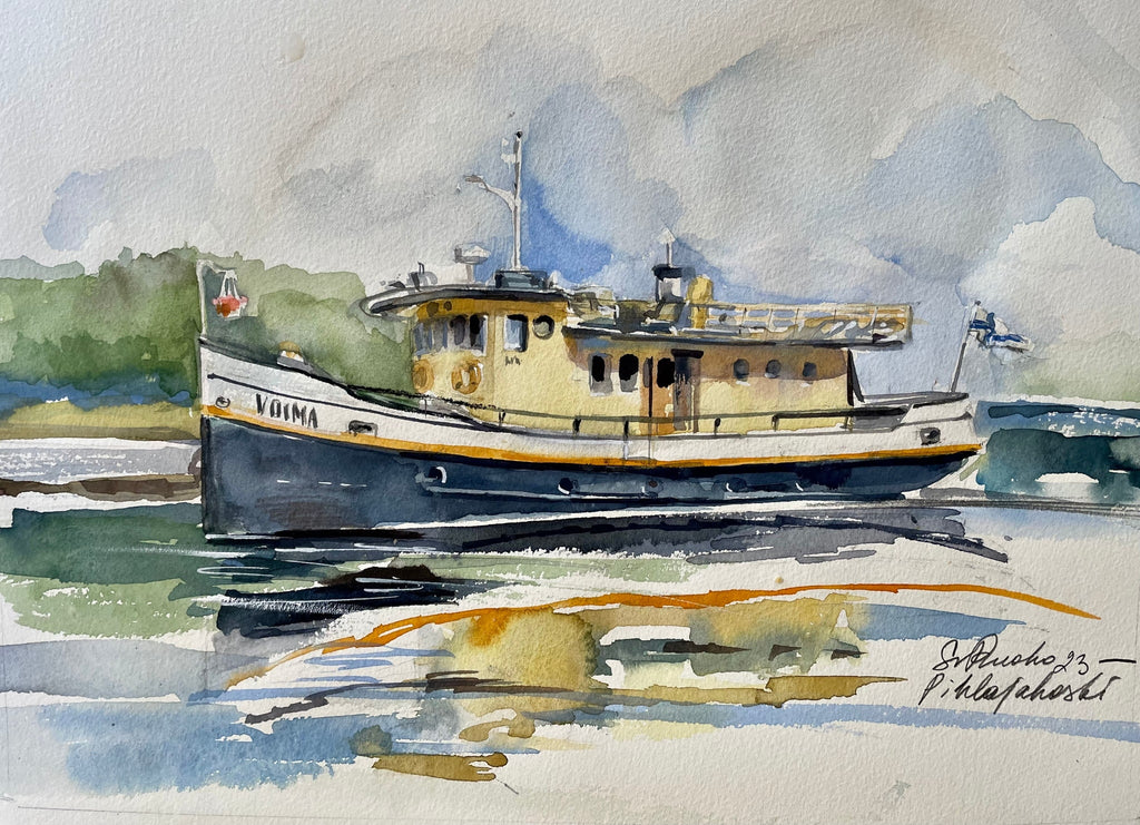 Tilausmaalaus laivasta - uniikki taidemaalaus Svetlana Ruoho