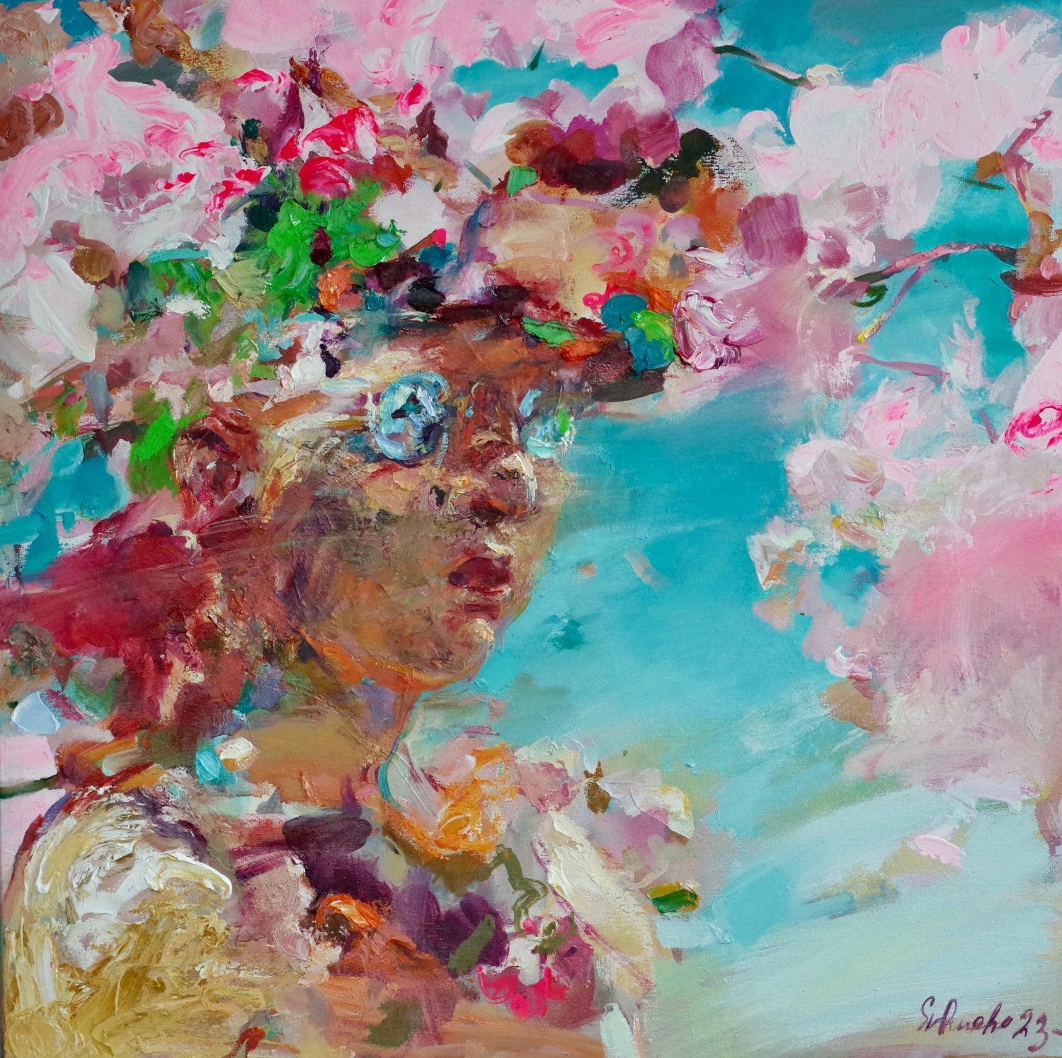 Sinisilmäinen - uniikki taidemaalaus Svetlana Ruoho